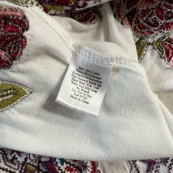 SOLD ❌ NWOT Johnny Was White Embroidery Floral Rose Twist Dress XS - Picture 7 of 8
